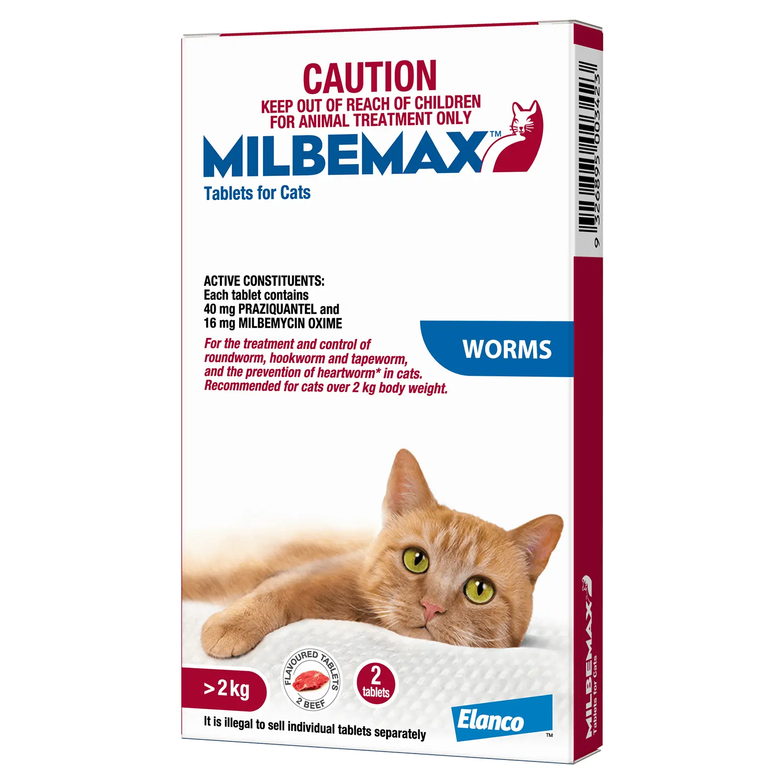 Milbemax for Cats Red Over 2kg - 2 Pack